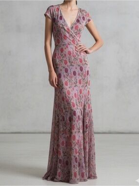 Anthropologie Cecilia Prado Posy Floral Metallic knit maxi dress - like new